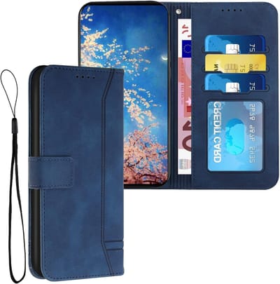 Elegante Vouwbare Leren Hoes voor Samsung Galaxy A56 met Magnetische Sluiting en Sleutelhanger, Anti-Scratch Bescherming, Blauw