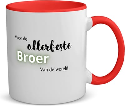 Akyol - voor de allerbeste broer van de wereld koffiemok - theemok - rood - Broer - de beste broer - verjaardagscadeau - verjaardag - cadeau - cadeautje voor broer - broer artikelen - kado - geschenk - gift - 350 ML inhoud