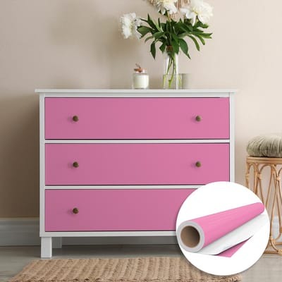 Waterdichte zelfklevende vinylsticker op rol per meter - Afwasbare sticker voor keuken, meubels, kasten, deuren - 60 cm x 5 m - Roze