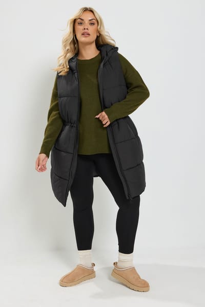 Yours Zwart Gewatteerd Gilet Size 42
