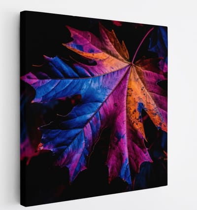 Saammp Canvas Schilderij - Gekleurd Blad - Bloemen - Natuur - 20x20 - Foto op canvas - Wanddecoratie - Muurdecoratie Woonkamer - Slaapkamer decoratie - Canvas Print