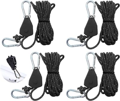 Reflecterende 4 mm Guy Ropes - 4 Stuks Verstelbare Touwtjes met Spanner voor Tent en Tarpaulin, Ideaal voor Kamperen en Buitenactiviteiten