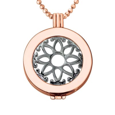 Munthouder met Ketting en Munt 33mm Bloem Patroon - Rosegoudkleurig - ERHS909
