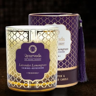 Song of India - Song of India - Tridosha lavendel citroengras ayurveda geurkaars met 1 lont in glas - 200 g