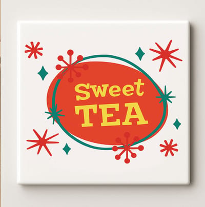 Retro Tegel “Sweet Tea” – 15x15 cm Keramische Muurtegel – Vintage Stijl Keukendecoratie, Perfect Cadeau voor Theeliefhebbers