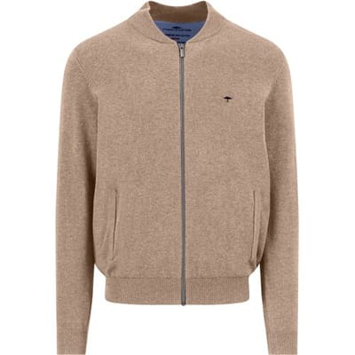 Fynch-Hatton Vest Cardigan College Superfine 3-Ply Cotton Taupe / male