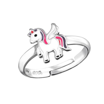 WeLoveSilver - zilveren eenhoornring kind - vleugels - nikkelvrij