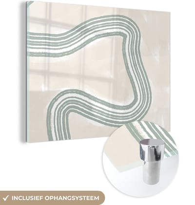 MuchoWow® Glasschilderij 120x90 cm - Schilderij acrylglas - Lijn - Abstract - Design - Foto op glas - Schilderijen