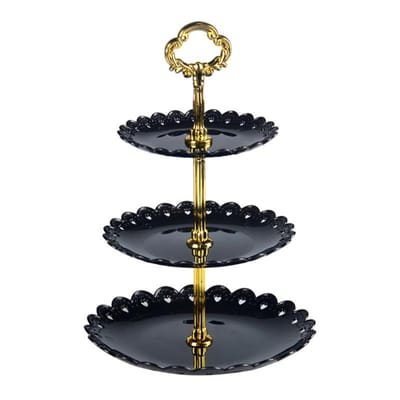 3-laags Cupcakestandaard Fruitbordhouder Desserts Snack Snoep Buffetstand Toren Voor Kerst Bruiloft Feest Taart Dessert Dienblad black