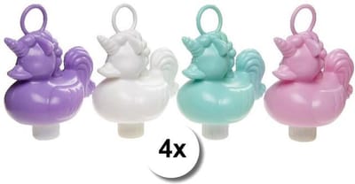 Badeend kermis eend eenhoorn - set van 4 stuks - 15 cm groot