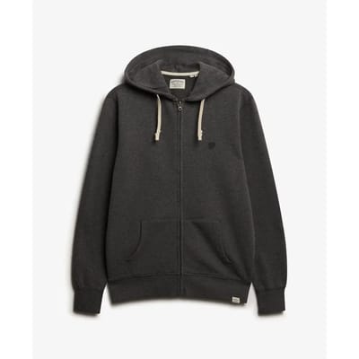 Superdry Monogram Geborduurde Zip Hoodie Dark Grey Grootte: XL