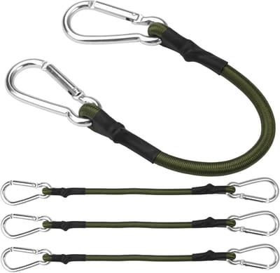 Set van 4 Rubber Lashing Straps met Carabiner Haak - 30 cm Elastische Spanbanden voor Bagage, Fietsen en Vrachtwagens