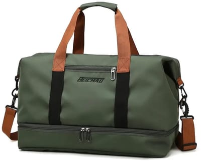 SJTOER Sporttas met Schoenenvak en Natvak – Sporttas en Reistas – Weekendtas – Unisex – Groen – 46 × 25 × 28 cm