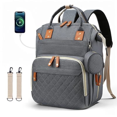 Geargalaxy Luiertas Rugzak - Baby Verzorgingstas - Luier Rugtas - Mama en Papa Tas - Rugtas voor Baby's - Met Fopspeenhouder - Grijs