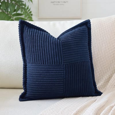 Corduroy Kussensloop 40 x 40 cm - Marineblauw Zacht Decoratief Kussen voor Woonkamer en Slaapkamer
