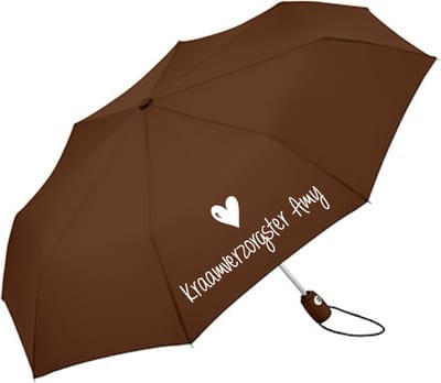 Paraplu kraamverzorgster met eigen naam-Leuk gepersonaliseerd cadeau voor de kraamhulp-Coconut Brown