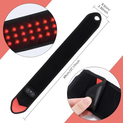 Roodlichttherapie Polsband 36 LED - 3-Temp Warmte & Vibratiemassage voor Pijnverlichting - 660/850nm Ondersteuningsband zwart