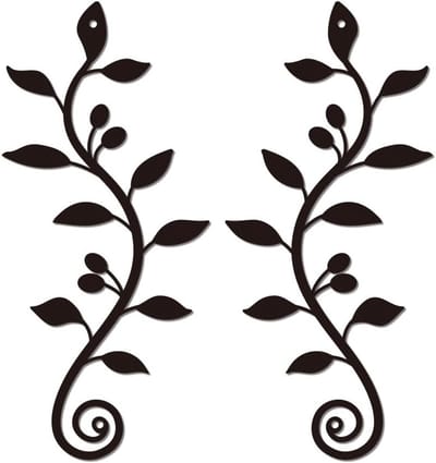 2 Stuks Metalen Wanddecoratie, Olijfblad Muurkunst van Gesmeed IJzer voor Binnen en Buiten, Perfect voor Tuin, Slaapkamer en Woonkamer Decoratie