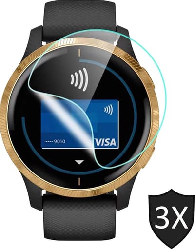 Screenprotector geschikt voor Garmin Venu - Crystal Clear PET Glas Folie - 3 Stuks