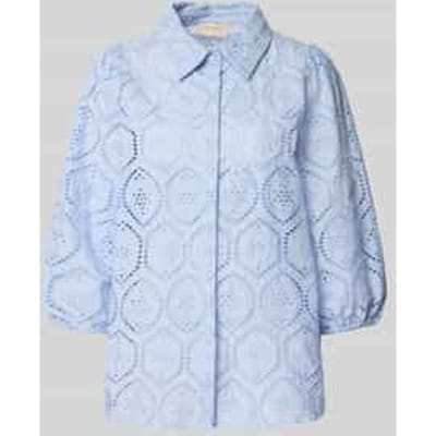 Regular fit blouse met broderie anglaise, model 'Agy'