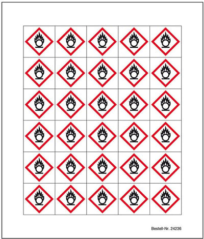 Minisymbool GHS03 oxiderende stoffen sticker