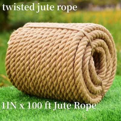 Dik Jute Touw - 25mm x 30 Meter Natuurlijk Mannetouw voor Klimmen en Ambachten