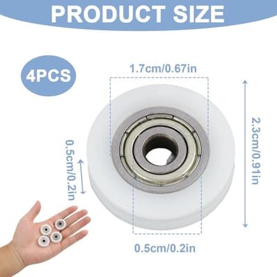 Nylon schijven - U-groefwielen - Schuifdeuren repareren - Hoge temperatuur bestendig - 5 x 24 x 6 mm - Zilver
