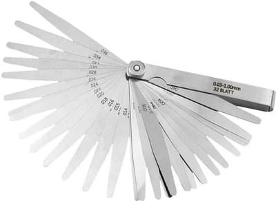 Dailygoods- Voelermeter 32 Messen - Nauwkeurig Meetgereedschap - Roestvrij Staal - Metrische/Imperial Afmetingen - Klein Formaat - Duidelijk Gelabeld - Meetinstrument