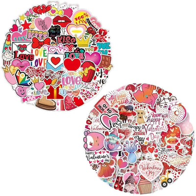 Dailygoods- Liefdesstickers 100 Stuks - Creatieve Valentijnsstickers - Zelfklevende Decoratiestickers - DIY Graffitistickers - Meerdere Maten - Duurzaam Materiaal