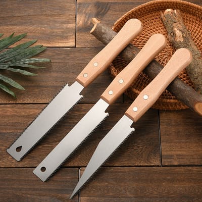 3stucks kleine handzagen voor houtbewerking, 30,8 cm flexibel zaagblad, trekzaag voor knutselen, hobby's en doe-het-zelfprojecten, antislip houten handgreep, tuinsnoei, scherp en licht gereedschap voor houtbewerking