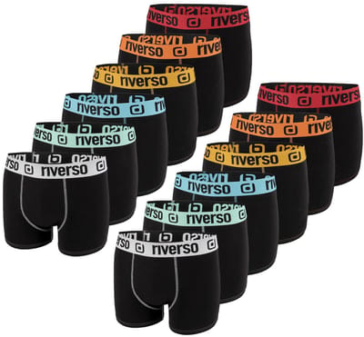 riverso Heren Boxershorts RIVOle 12 Pack Zwart M Geen krassend label