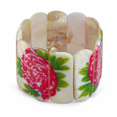 Schelpen armband dames pioenroos – parelmoer rekarmband nikkelvrij – cadeau vrouw