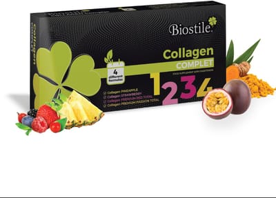Biostile – Collageen Complet – 8600 mg Gehydrolyseerd Collageen - 4 soorten verschillende Collageen – Vitamine C – 30 Zakjes
