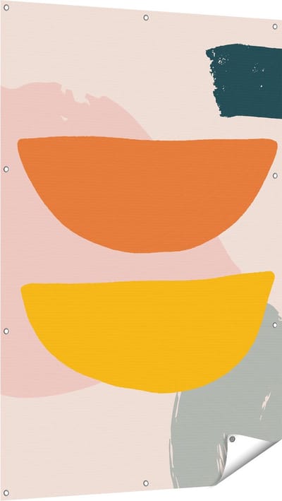 Gards Tuinposter Abstracte Kunst in Scandinavische Stijl - 100x150 cm - Tuindoek - Tuindecoratie - Wanddecoratie buiten - Tuinschilderij
