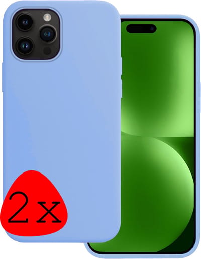 Hoesje 2 Stuks - Geschikt voor Apple iPhone 15 Pro - Sterk & Shockproof - Case Siliconen - Back Cover - Telefoon Hoes - Lichtblauw