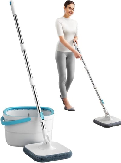 Dweil Emmer Set - Mop met Wringer - Vloeren Reinigen - Zelfscheidend Water - 31 x 30 x 22 cm