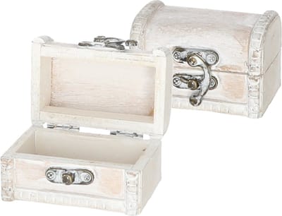 Cepewa klein Sieradenkistje met sluiting/deksel - 2x - 8 x 5 x 5 cm - old look - schatkist stijl - naturel - hout