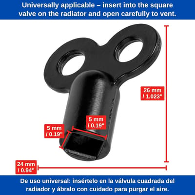 Radiator Ontluchtingssleutel - Ontluchter Verwarming Ventiel - Verwarming Ontluchten - Universeel 5mm Vierkant - 2 stuks - Zwart