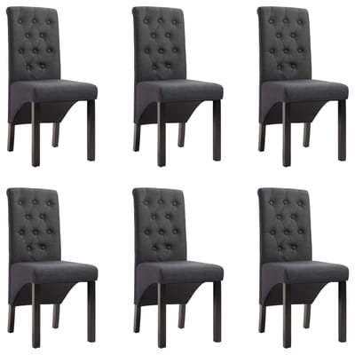 vidaXL - Eetkamerstoelen - 6 - st - stof - donkergrijs
