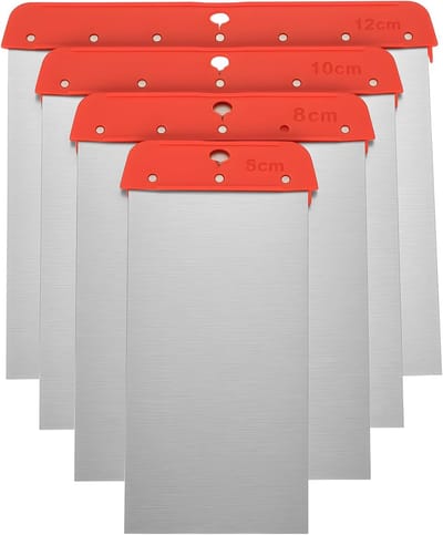 Behangspatels Set - Verfschrapers - Schoon Afsnijden - Roestvrij Staal - 4 Maten Set - Rood