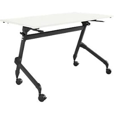 Schäfer Shop Select Klaptafel met wielen, rechthoekig, vierkante buis, B 1200 x D 600 x H 720 mm, wit/zwart