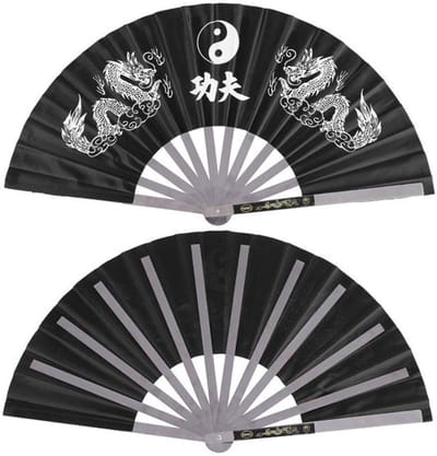 Allecto - Tai Chi Fan - Roestvrij Staal - Duurzaam en Elegant - Zwart