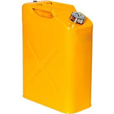 Veiligheid Jerrycan, plaatstaal, 10 l, B 170 x D 340 x H 470 mm, schroefdop, ontluchtingsventiel, geel