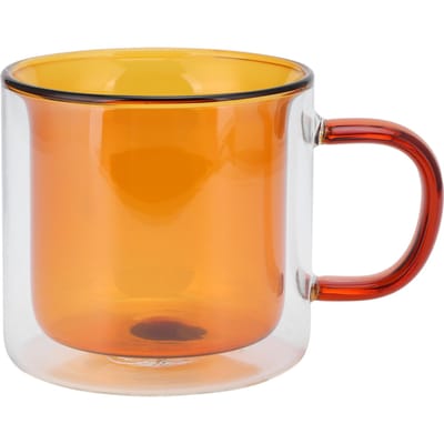 250ml Dubbelwandige Mok Hittebestendige Cilindrische Transparante Kop voor Melk Koffie Thuis(Geel ) geel