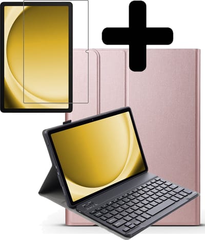 Hoesje - Geschikt voor Samsung Galaxy Tab A9 - Met Screenprotector - Toetsenbord Case - Keyboard Book Cover - Hoes - Rosé goud