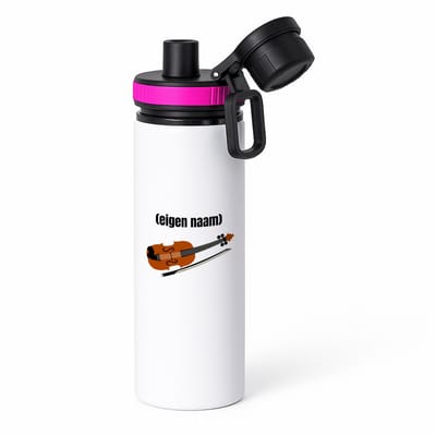 Hacebo® - viool met eigen naam waterfles met draaidop roze - Viool - muziek liefhebbers - iemand die houdt van violen - verjaardag - cadeau - kado - geschenk - water fles - 850ML