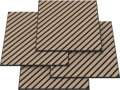 Akoestisch wandpaneel Vang 4-delig set 1,44 m² diagonaal walnootkleurig licht 60x60 cm NEU.HOLZ