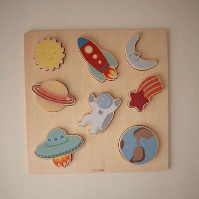 Mushie - Houten Inlegpuzzel - Space
