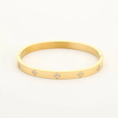 Bijoutheek Armband (Sieraad) Klaver Strass Bangle Goud