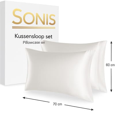 SoNis Satijnen Kussenslopen - 2 Stuks - Wit - Zijdezacht & Anti-Pluis - Kussensloop - Voor Glanzend Haar & Stralende Huid - 60x70 cm - Kussenhoezen